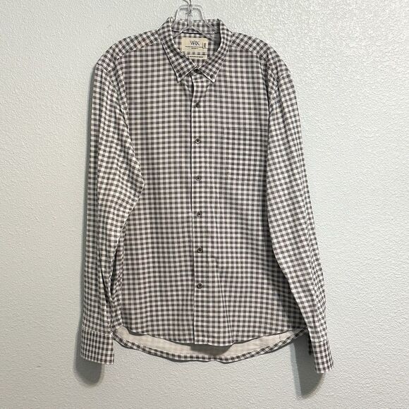 WRK Shirt Mens XL "The Reworked Shirt" Stretch Long Sleeve Grey Plaid Comfort - Picture 1 of 9